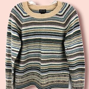 Lambswool Striped NY&CO Long Sleeve Women’s M Fair Isle Knit Pullover Sweater
